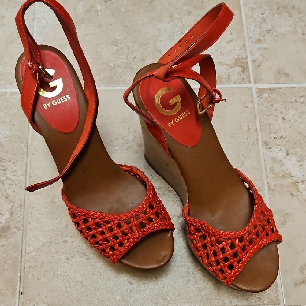 Guess Women's Red Wedge Sandals